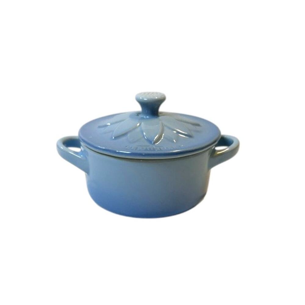 Le Creuset Coastal Blue Sunflower Mini Cocotte 8 Oz - Picture 5 of 9